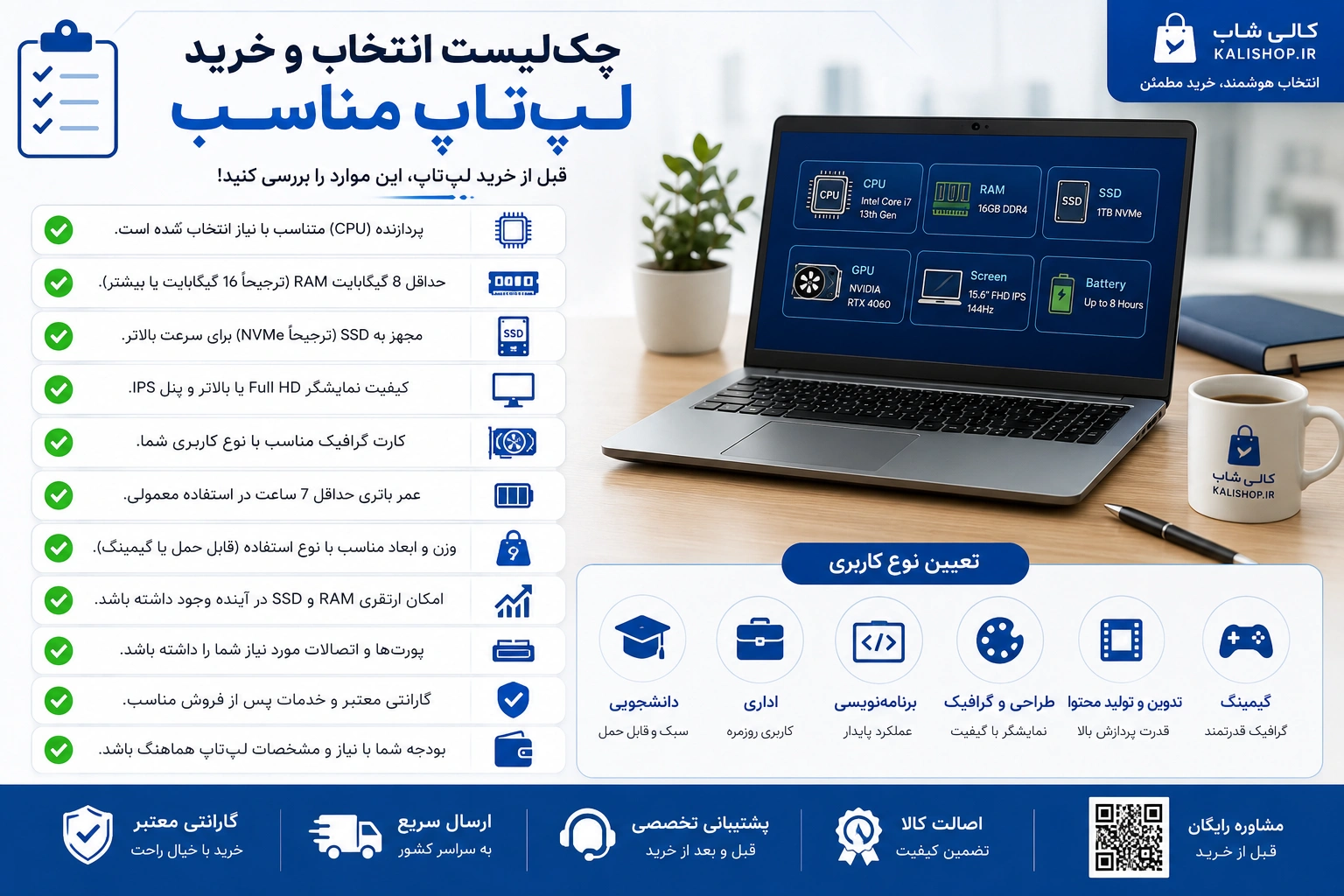 چکلیست انتخاب و خرید لپتاپ مناسب بر اساس مشخصات فنی و نوع کاربری