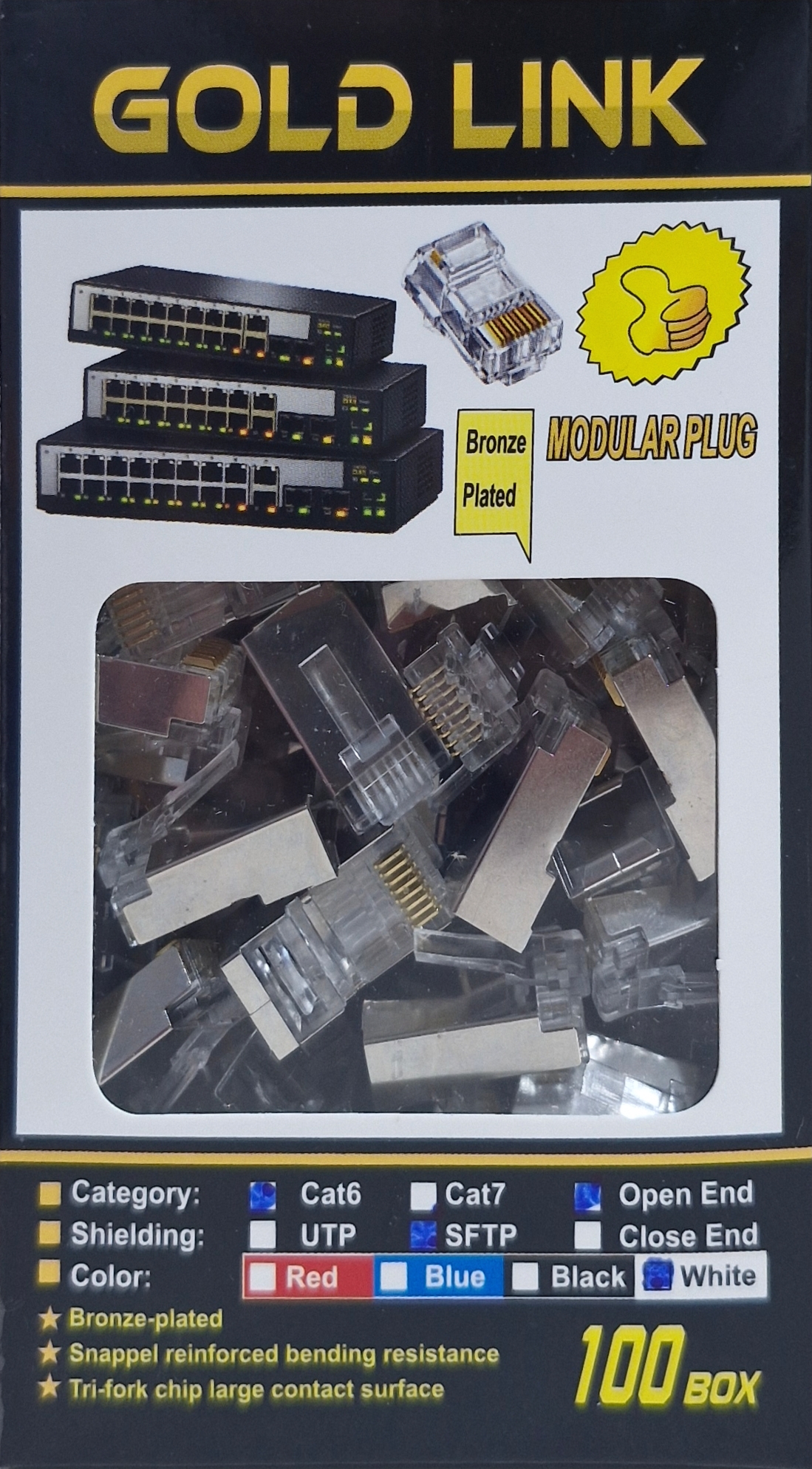 سوکت شبکه میانگذر گلد لینک CAT6 SFTP OPEN END