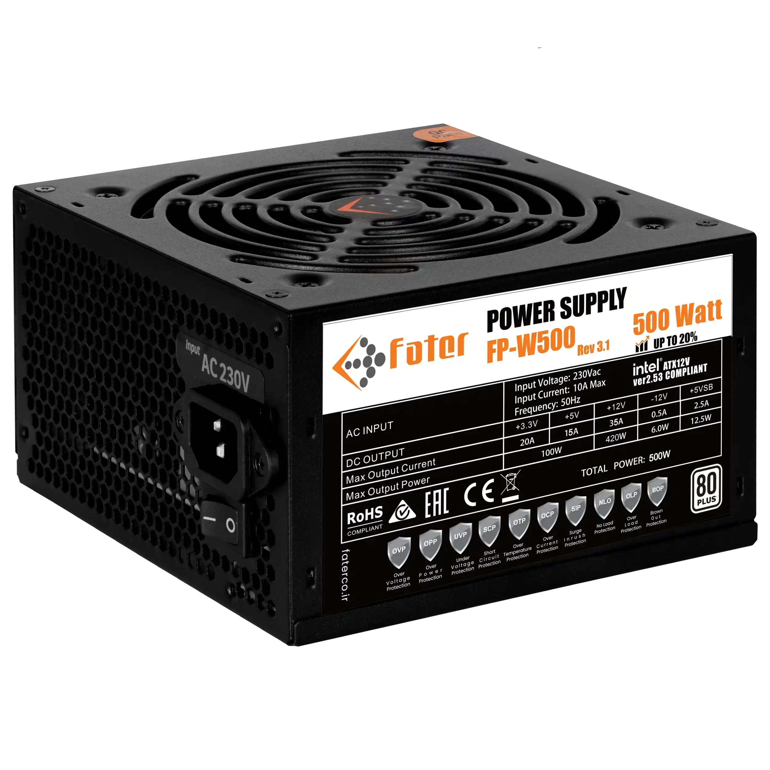 پاور کامپیوتر 500 وات فاطر مدل FP-W500 80Plus