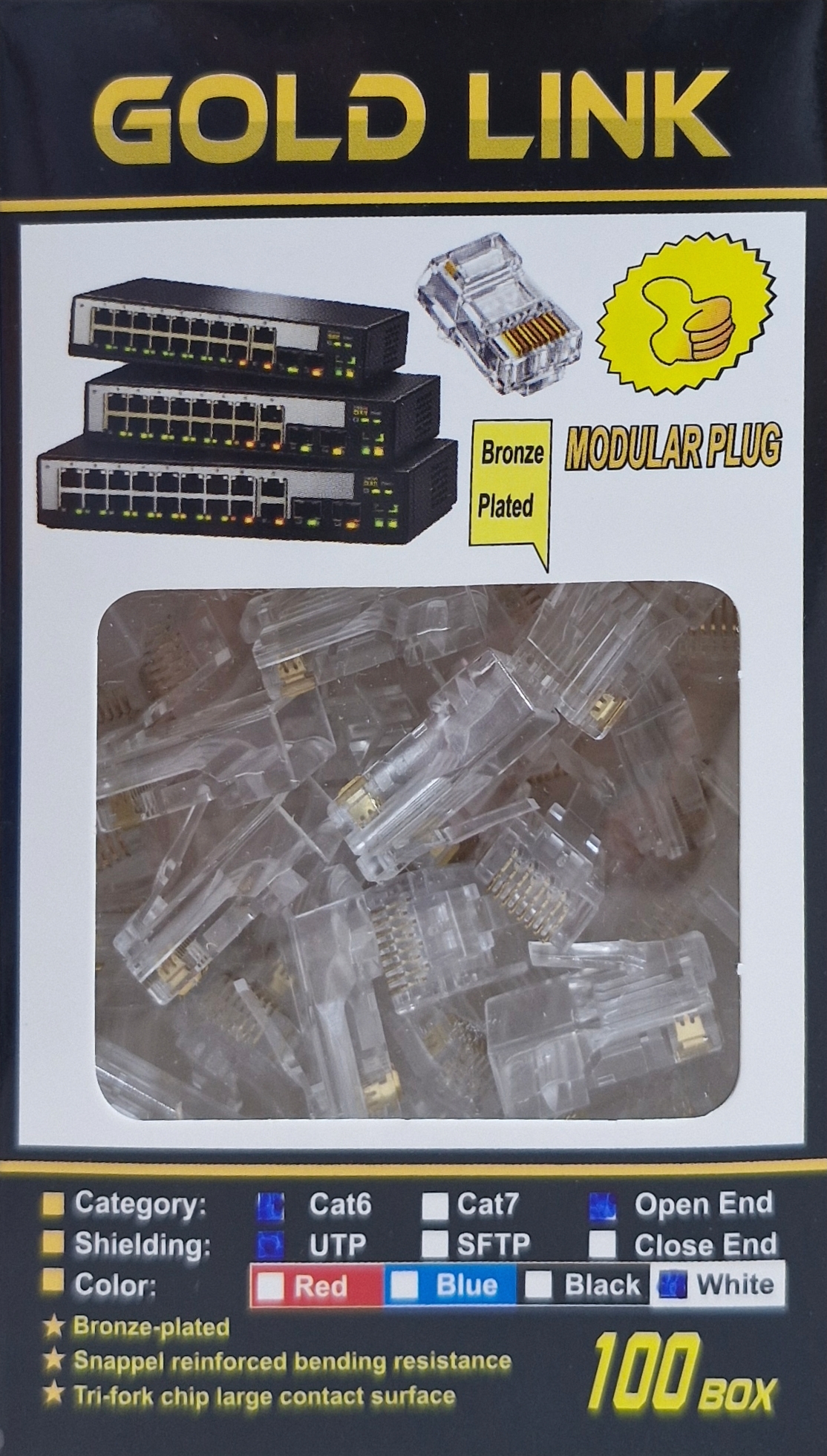 سوکت شبکه  میانگذر گلد لینک CAT6 UTP OPEN END