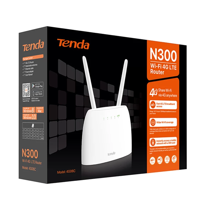 مودم روتر 4G LTE بی سیم N300 تندا مدل 4G06c