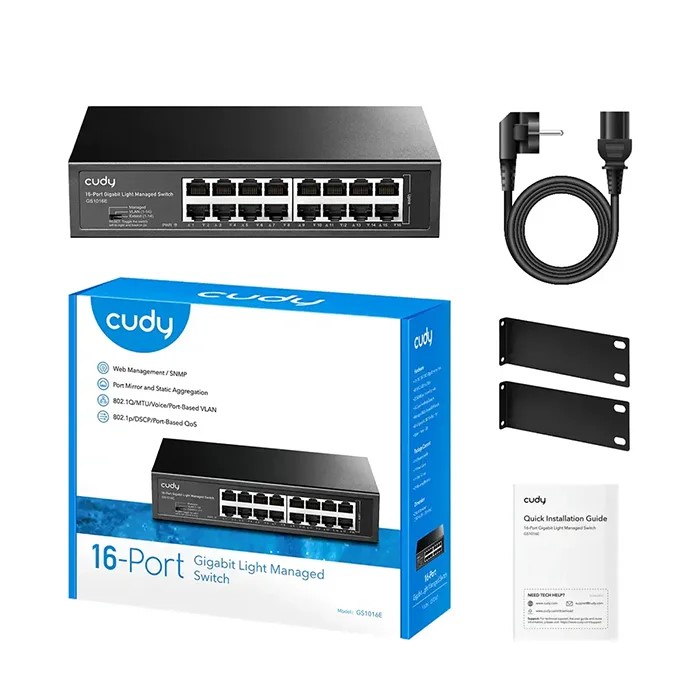 سوئیچ 16 پورت گیگابیتی و رکمونت کودی مدل GS1016E