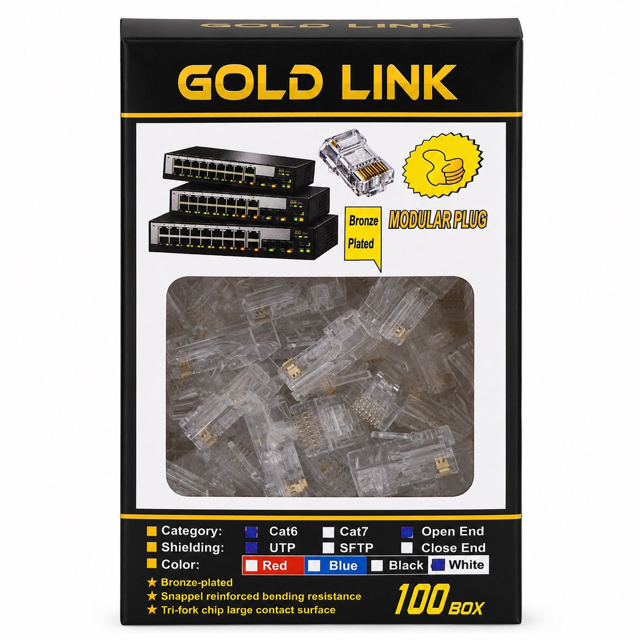 سوکت شبکه میانگذر گلد لینک CAT6 SFTP OPEN END